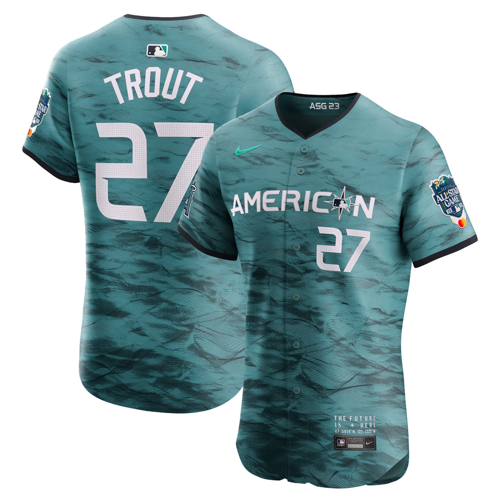 Mike Trout 27 American League 2023 All-Star Game Vapor Elite Jersey - Teal