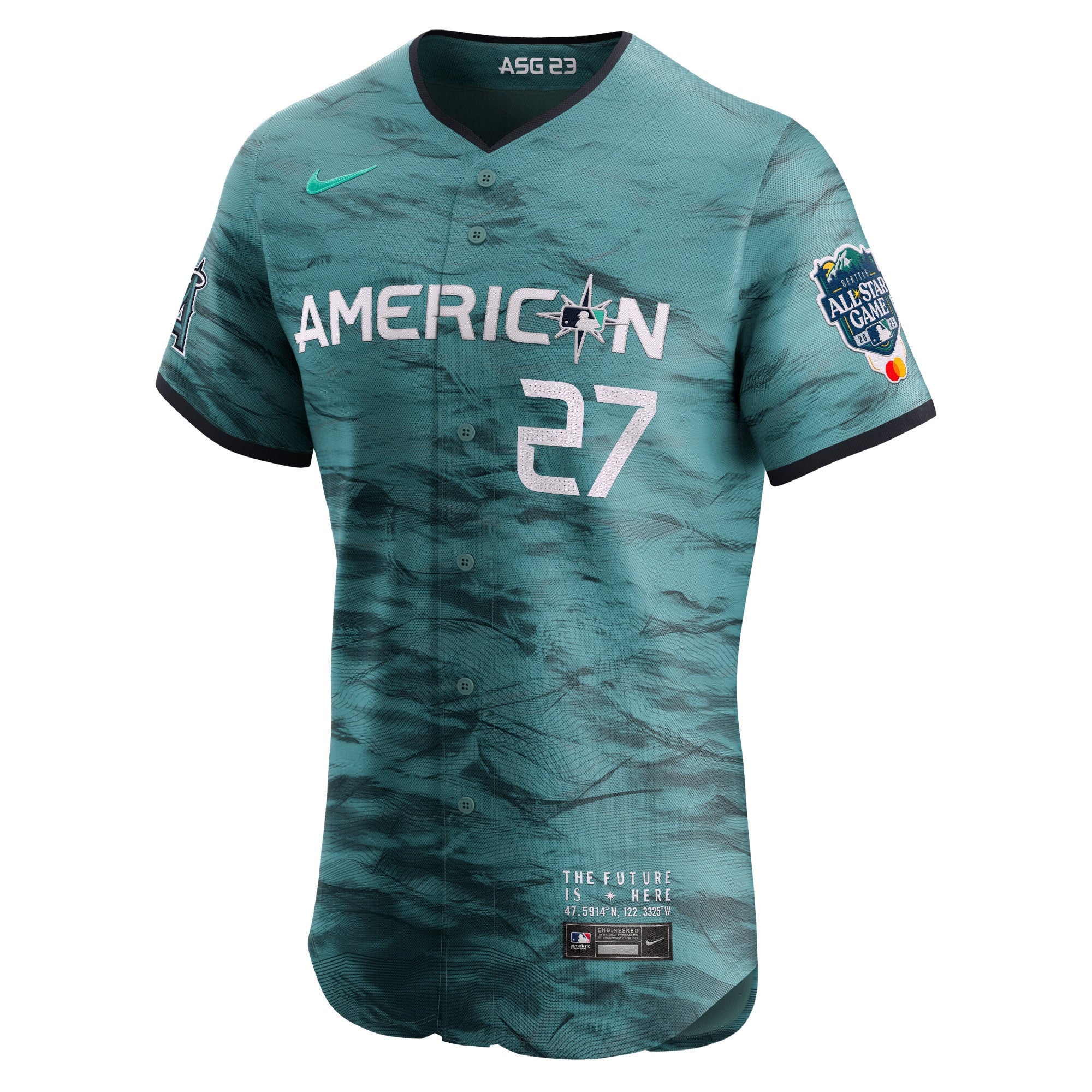 Mike Trout 27 American League 2023 All-Star Game Vapor Elite Jersey - Teal