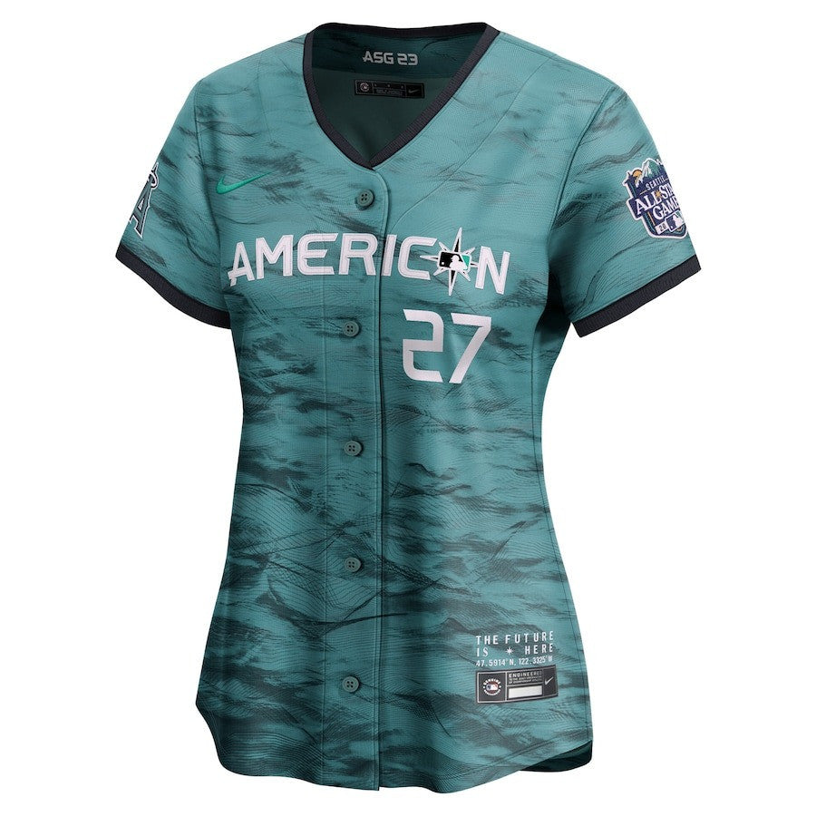 Mike Trout 27 American League Women's 2023 All-Star Game Limited Jersey - Teal