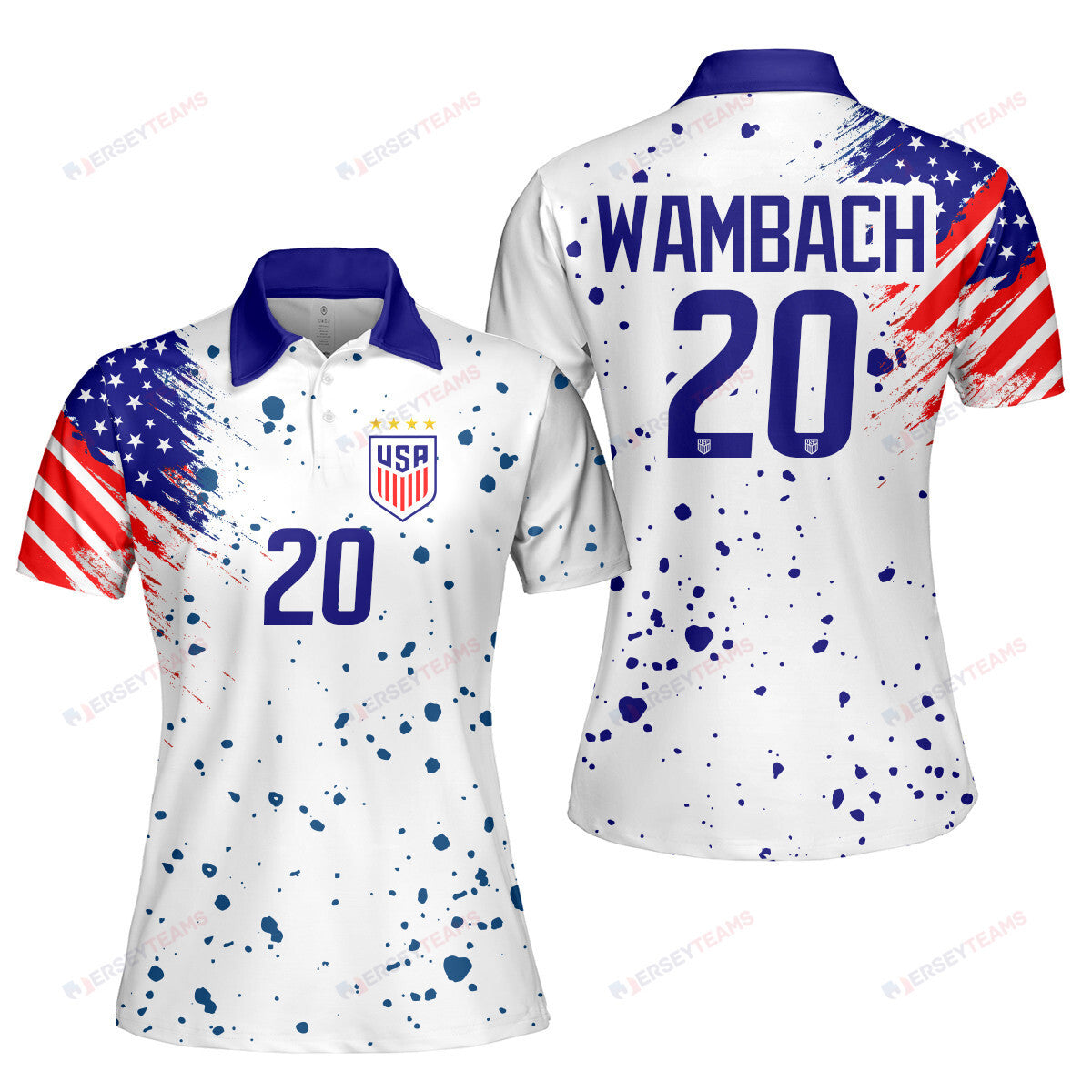 Abby Wambach 20 USWNT Soccer Women Printed Polo Shirt - White