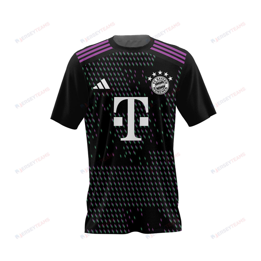 Konrad Laimer 27 Bayern Munich 2023/24 Away Men AOP T-shirt - Black