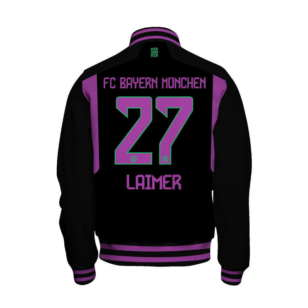 Konrad Laimer 27 Bayern Munich 2023/24 Away Baseball Jacket - Black - All-Over-Printed Jacket