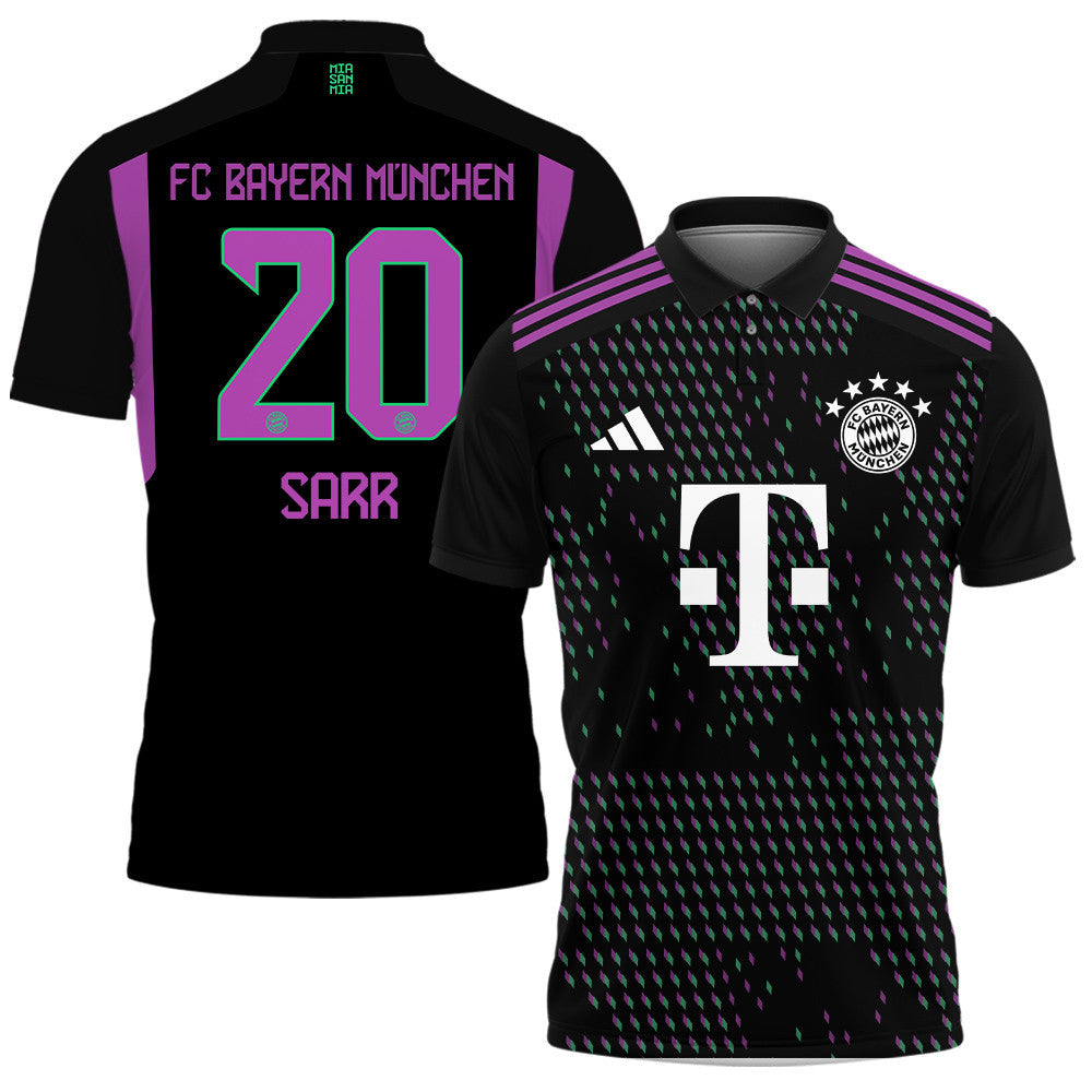 Bouna Sarr 20 Bayern Munich 2023/24 Away Printed Polo Shirt - Black