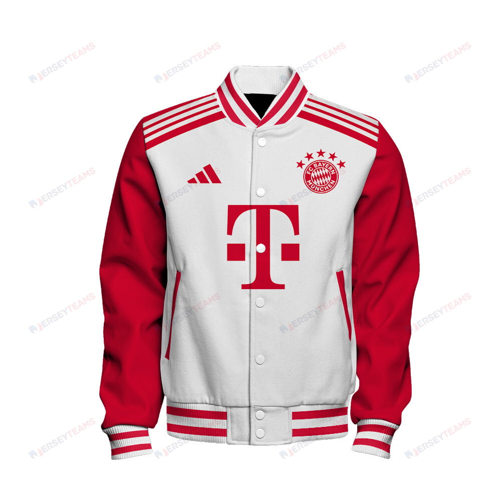 Bouna Sarr 20 Bayern Munich 2023/24 Home Baseball Jacket - White - All-Over-Printed Jacket