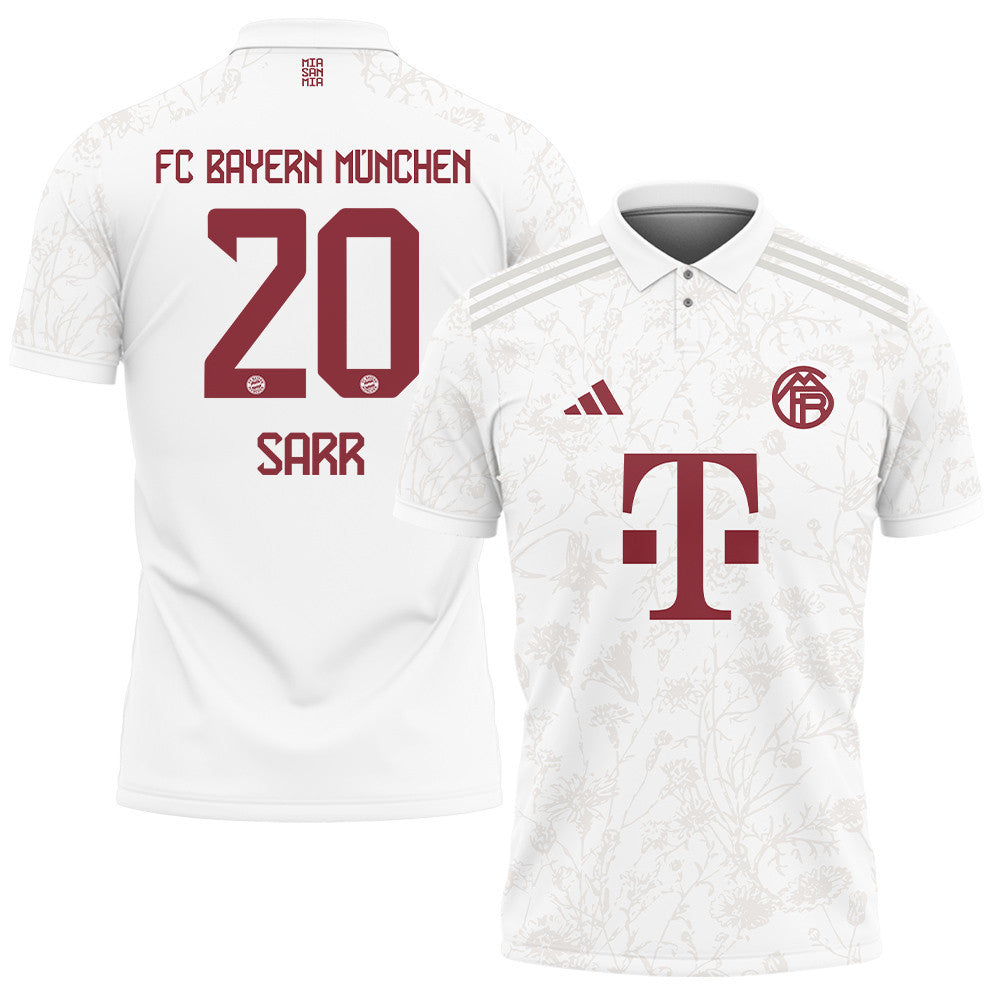 Bouna Sarr 20 Bayern Munich 2023/24 Third Printed Polo Shirt - White