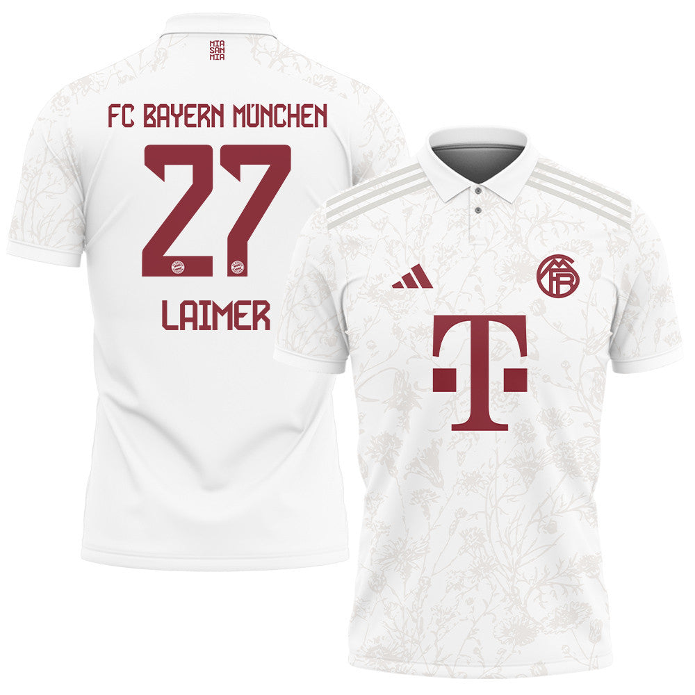 Konrad Laimer 27 Bayern Munich 2023/24 Third Printed Polo Shirt - White