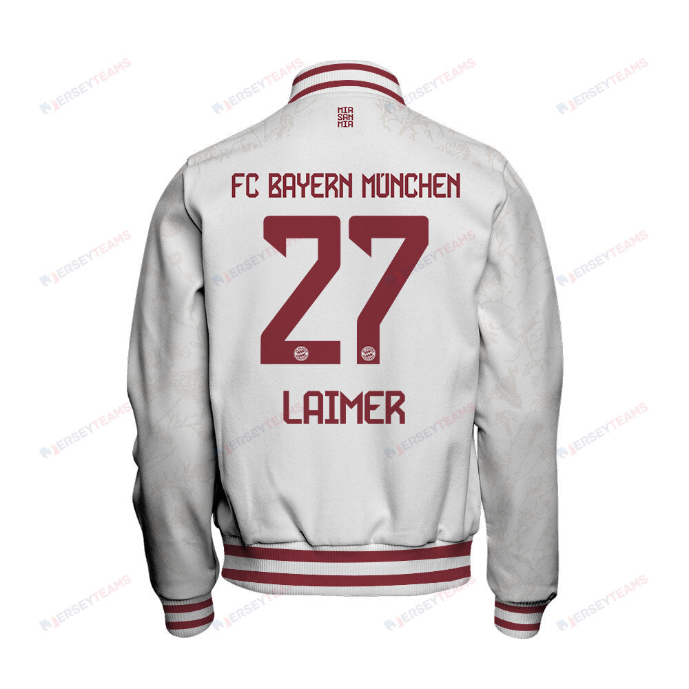 Konrad Laimer 27 Bayern Munich 2023/24 Third Baseball Jacket - White - All-Over-Printed Jacket