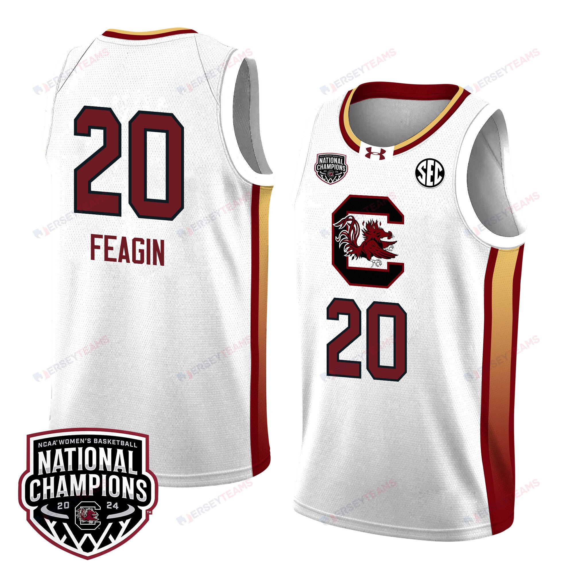 Sania Feagin 20 South Carolina 2024 National Champions Patch Women's Basketball Jersey - Unisex Jersey