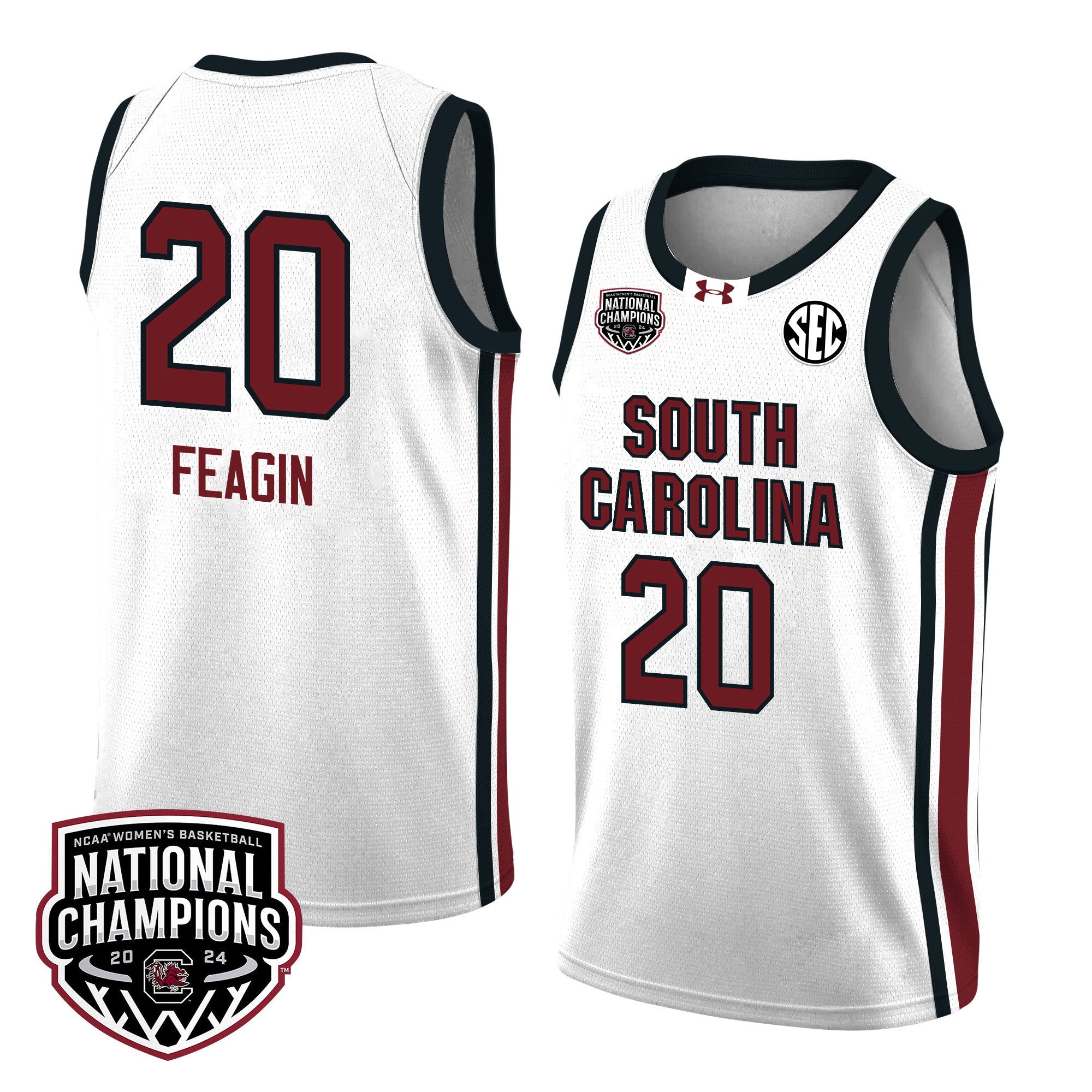 Sania Feagin 20 South Carolina 2024 National Champions Patch Women's Basketball Jersey - Unisex Jersey