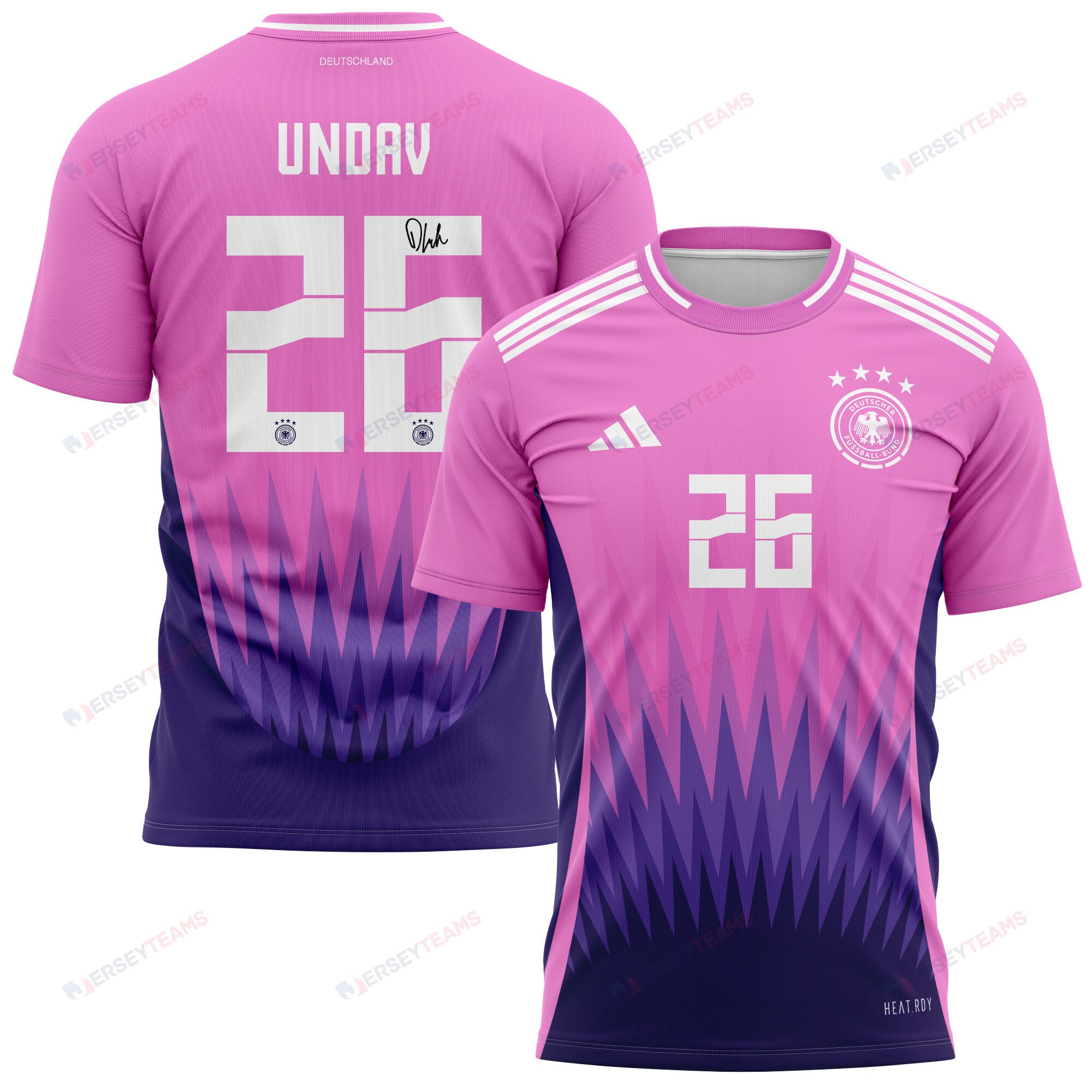 Deniz Undav 26 Signed Germany National Team 2024 Away Kits AOP T-shirt Autographed- Purple