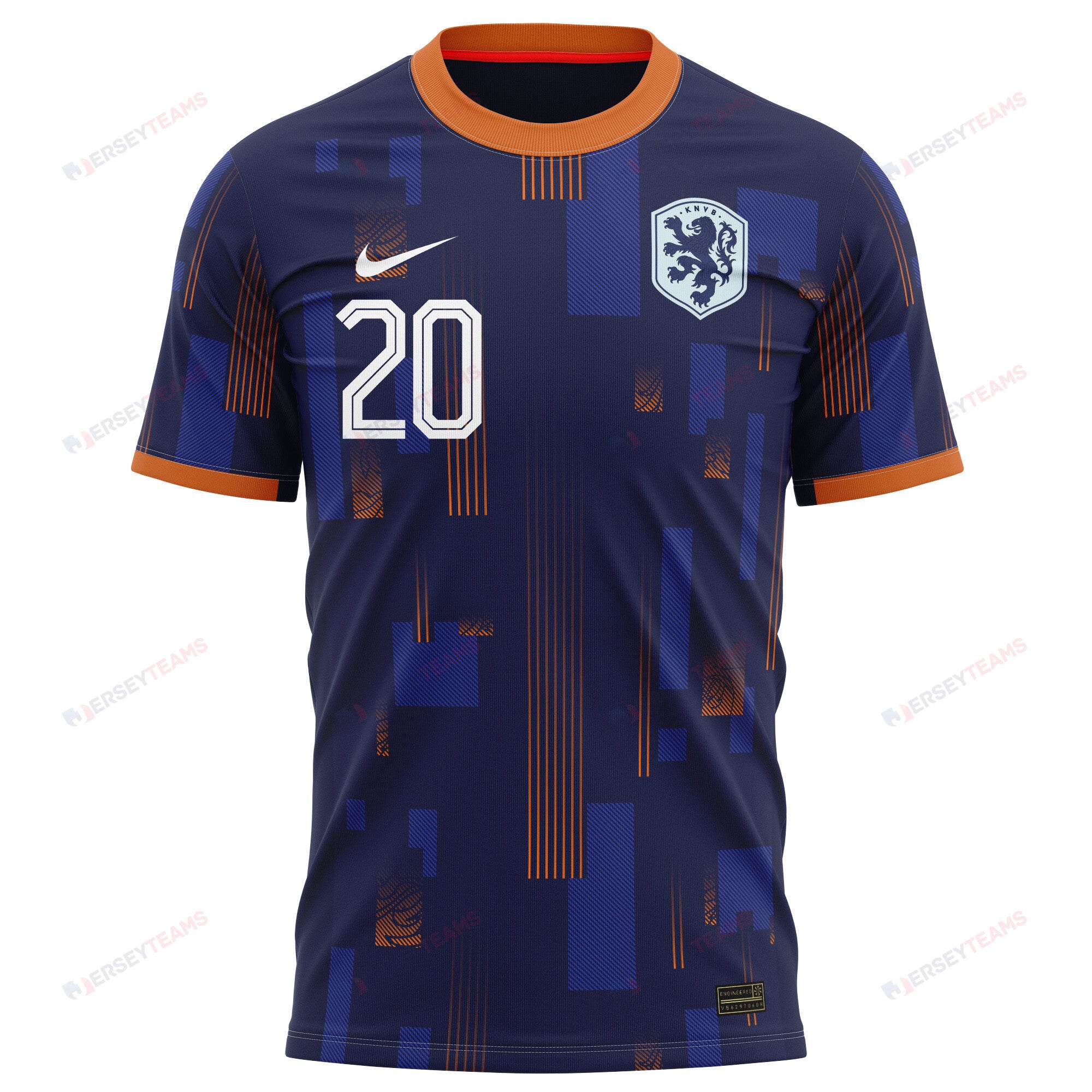 Ian Maatsen 20 Netherlands National Team 2024 Away Kits AOP T-shirt - Navy