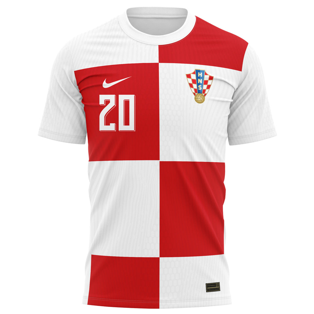 Joško Gvardiol 20 Croatia National Team 2024/25 Home Kits AOP T-shirt - White