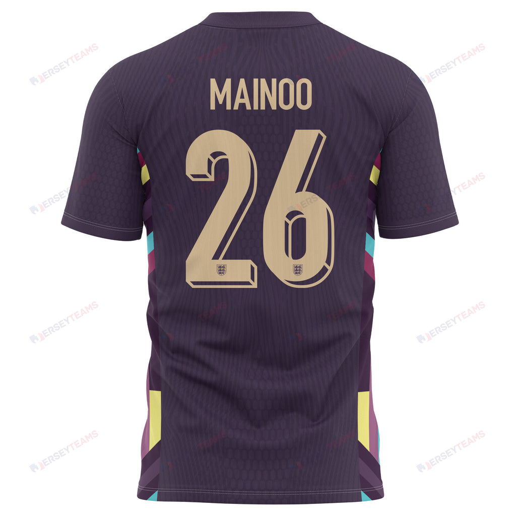 Kobbie Mainoo 26 England National Team 2024 Away Kits AOP T-shirt - Purple