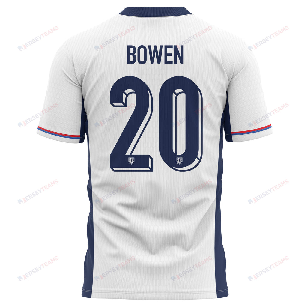 Jarrod Bowen 20 England National Team 2024 Home Kits AOP T-shirt - White