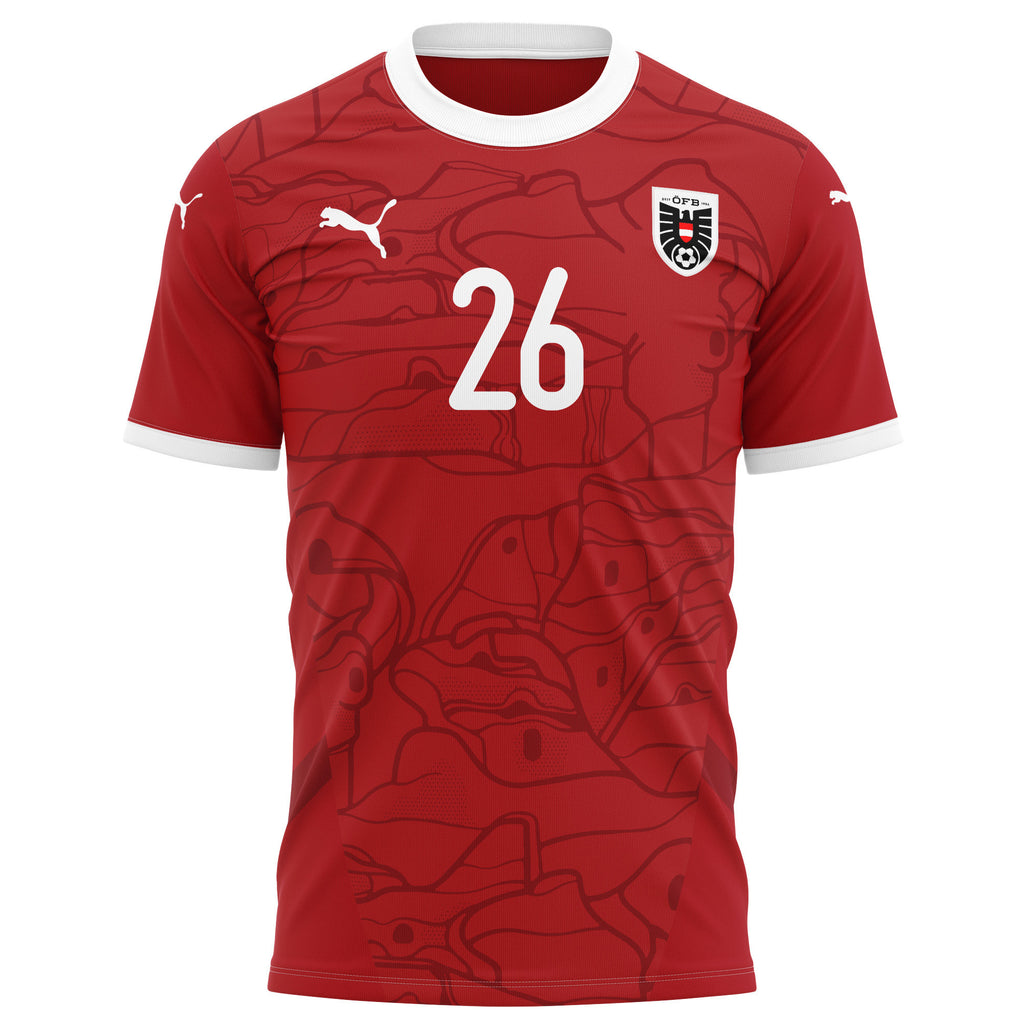Marco Grüll 26 Austria National Team 2024/25 Home Kits AOP T-shirt - Red
