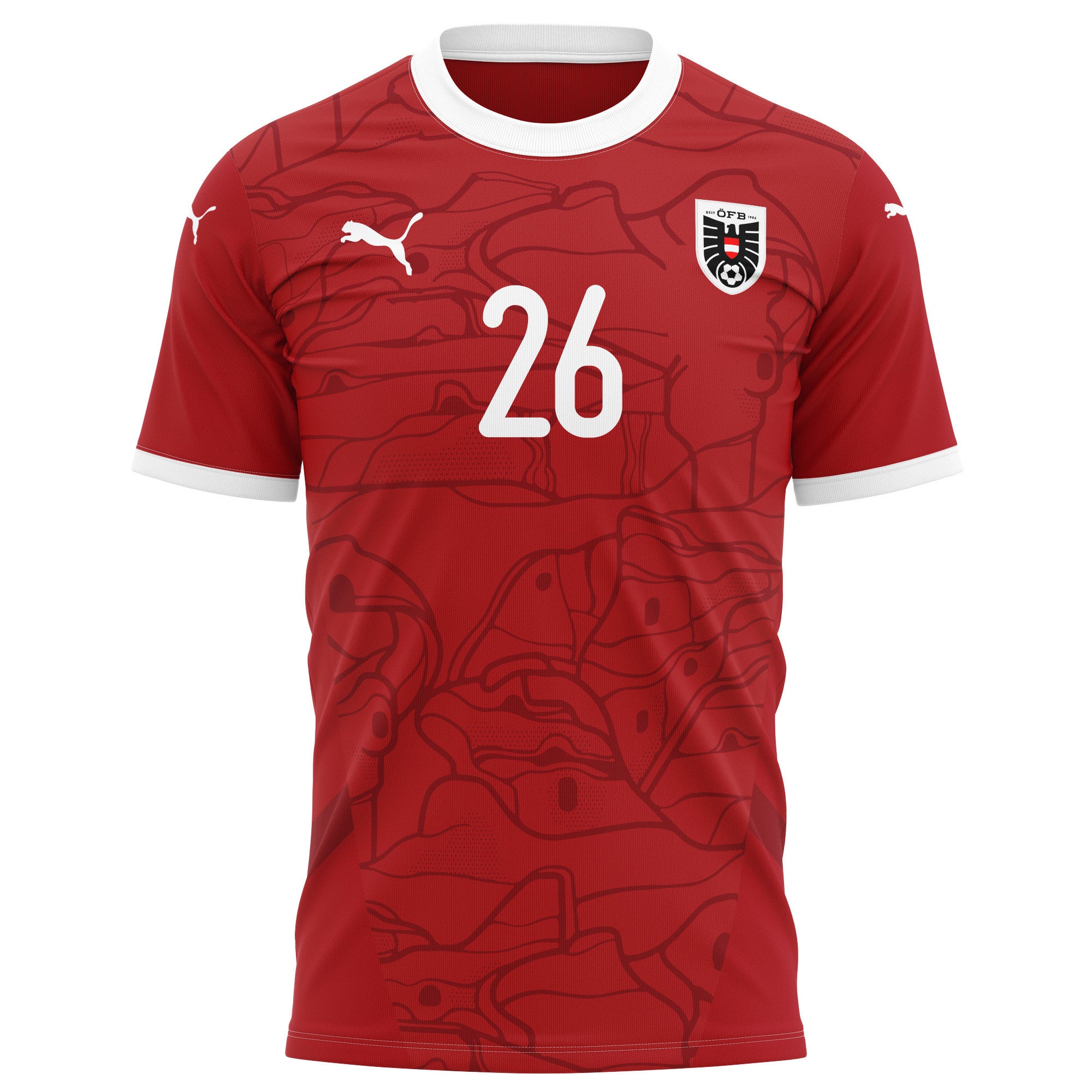 Marco Grüll 26 Austria National Team 2024/25 Home Kits AOP T-shirt - Red