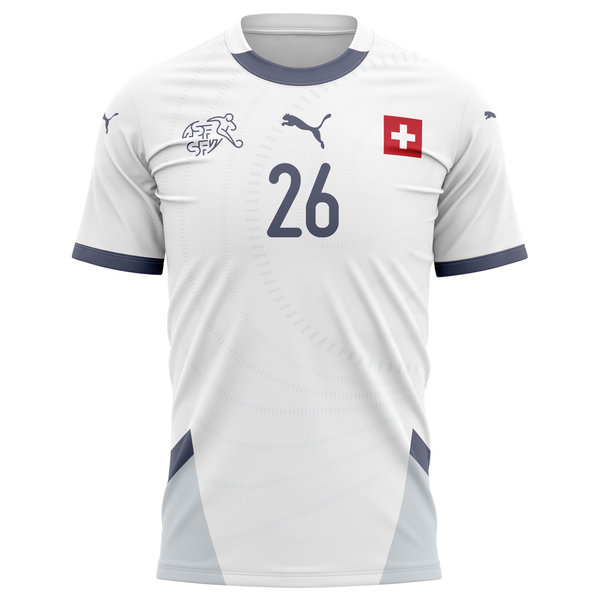 Fabian Rieder 26 Switzerland National Team 2024/25 Away Kits AOP T-shirt - White