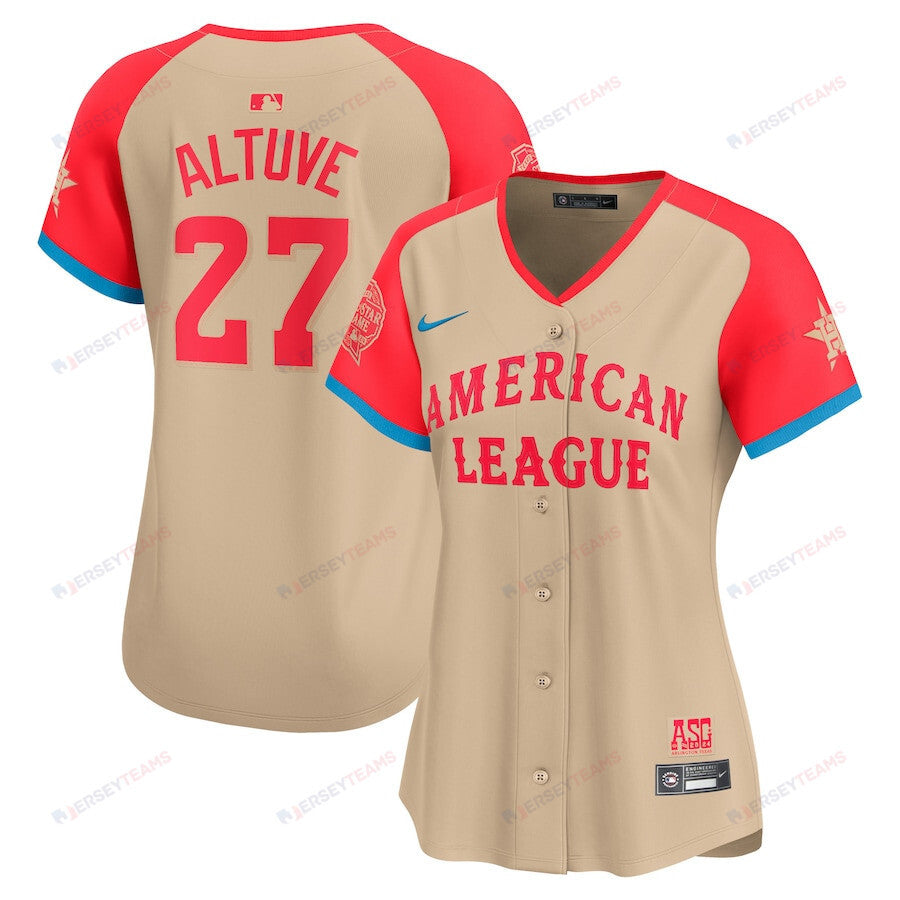 Jose Altuve 27 American League 2024 All-Star Game Limited Player Women Jersey - Cream