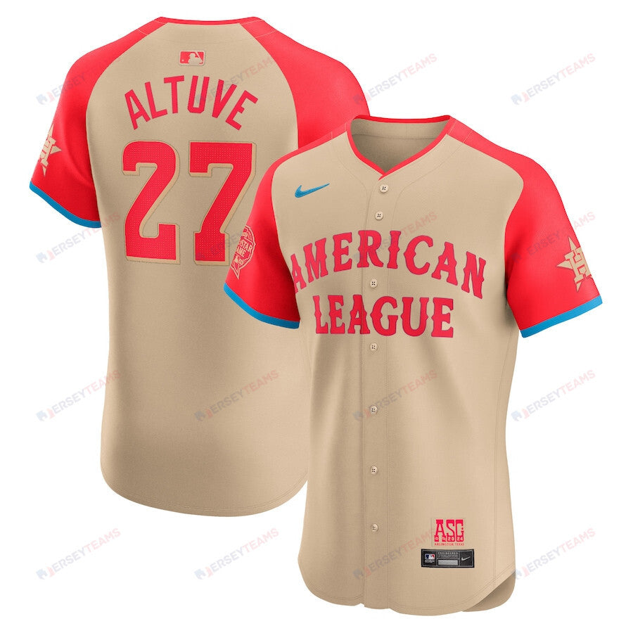 Jose Altuve 27 American League 2024 All-Star Game Elite Player Men Jersey - Cream