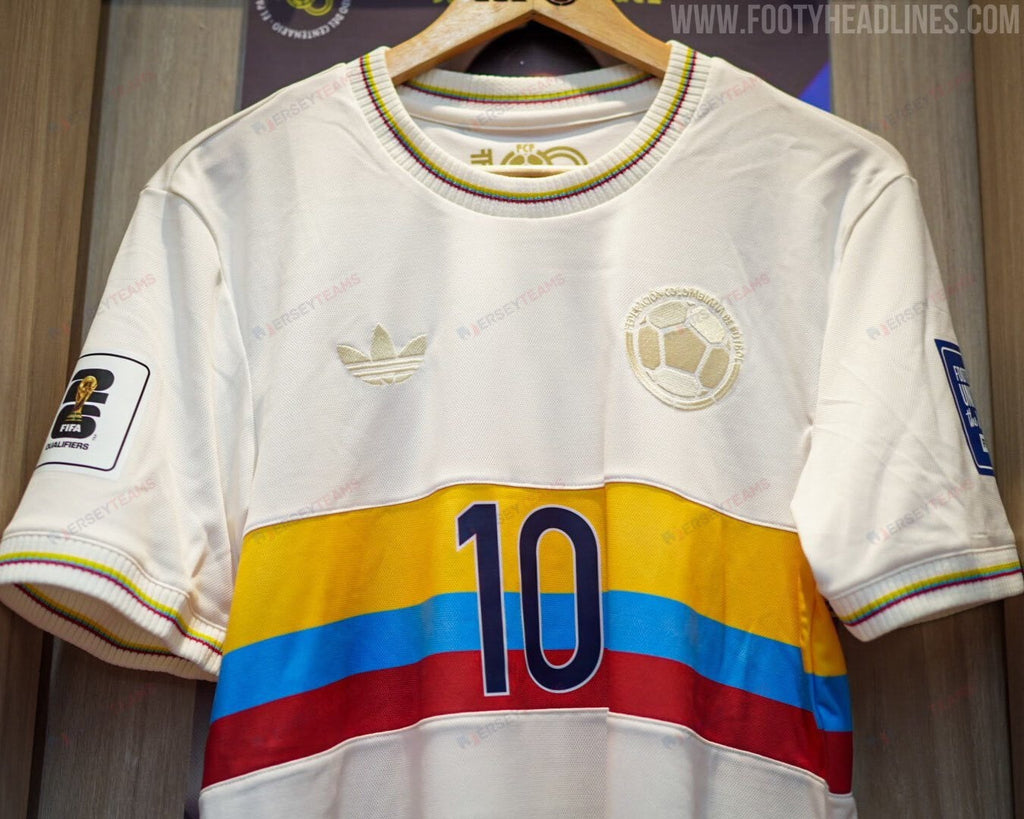 Juan Quintero 20 Colombia 2024 100th Anniversary Jersey & 2026 FIFA World Cup Qualifiers Patch - Men, Chalk White