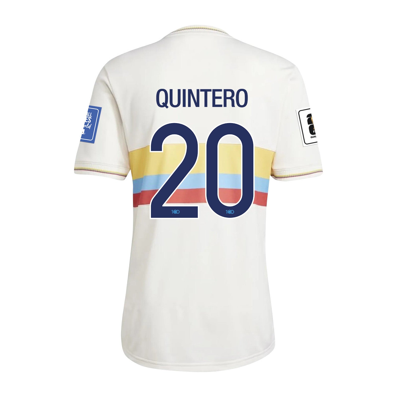 Juan Quintero 20 Colombia 2024 100th Anniversary Jersey & 2026 FIFA World Cup Qualifiers Patch - Men, Chalk White