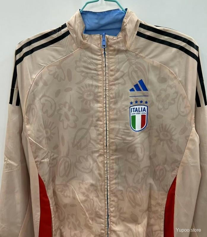 Italy 2025/26 Reversible Windbreaker Jacket - Light Blue/Beige