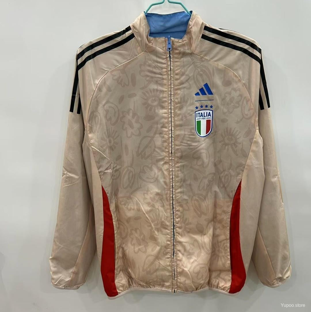 Italy 2025/26 Reversible Windbreaker Jacket - Light Blue/Beige