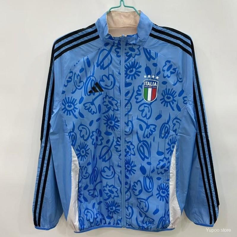 Italy 2025/26 Reversible Windbreaker Jacket - Light Blue/Beige