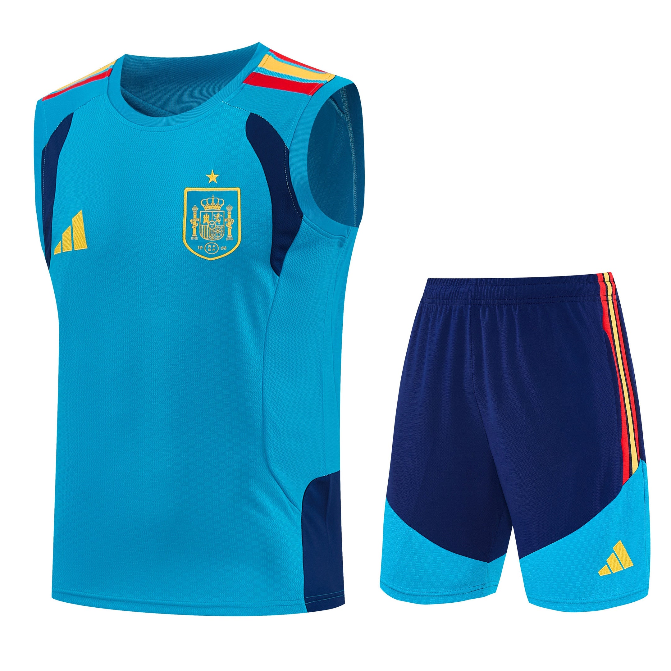 Spain 2026-27 Sleeveless Training Set Men Soccer Kit – Blue