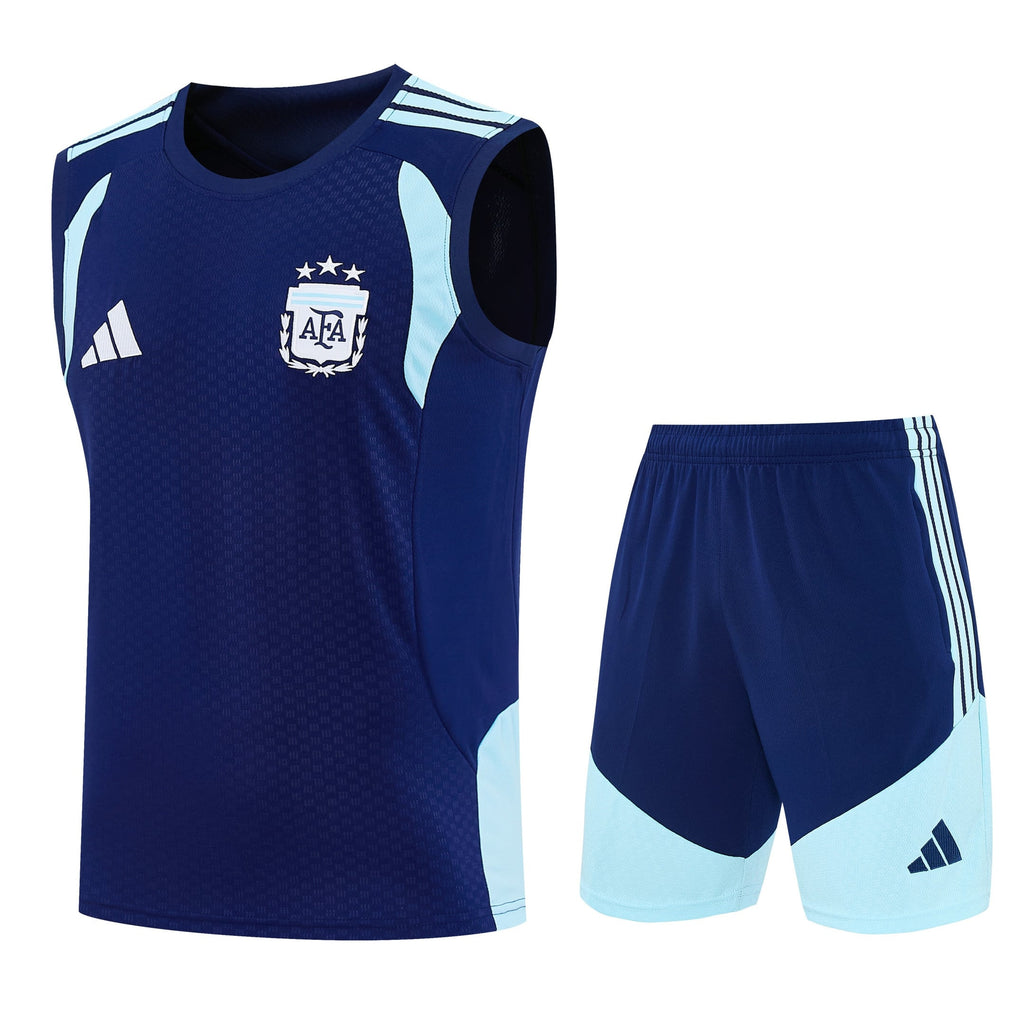 Argentina 2026-27 Sleeveless Training Set Men Soccer Kit – Navy Blue