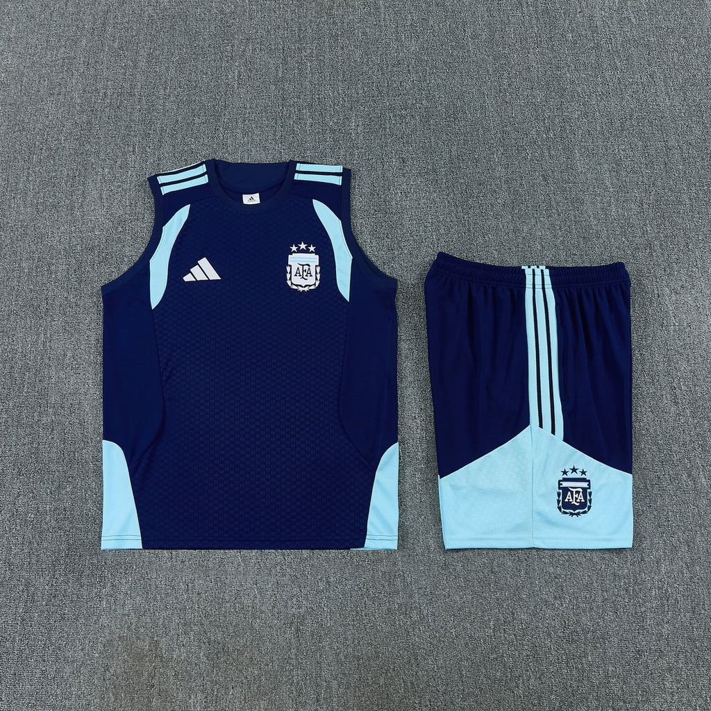 Argentina 2026-27 Sleeveless Training Set Men Soccer Kit – Navy Blue