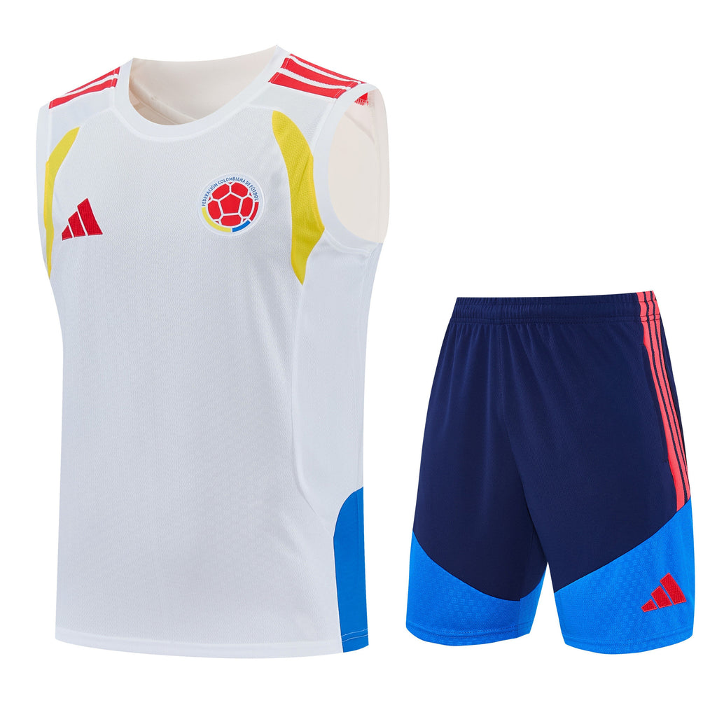 Colombia 2026-27 Sleeveless Training Set Men Soccer Kit – White