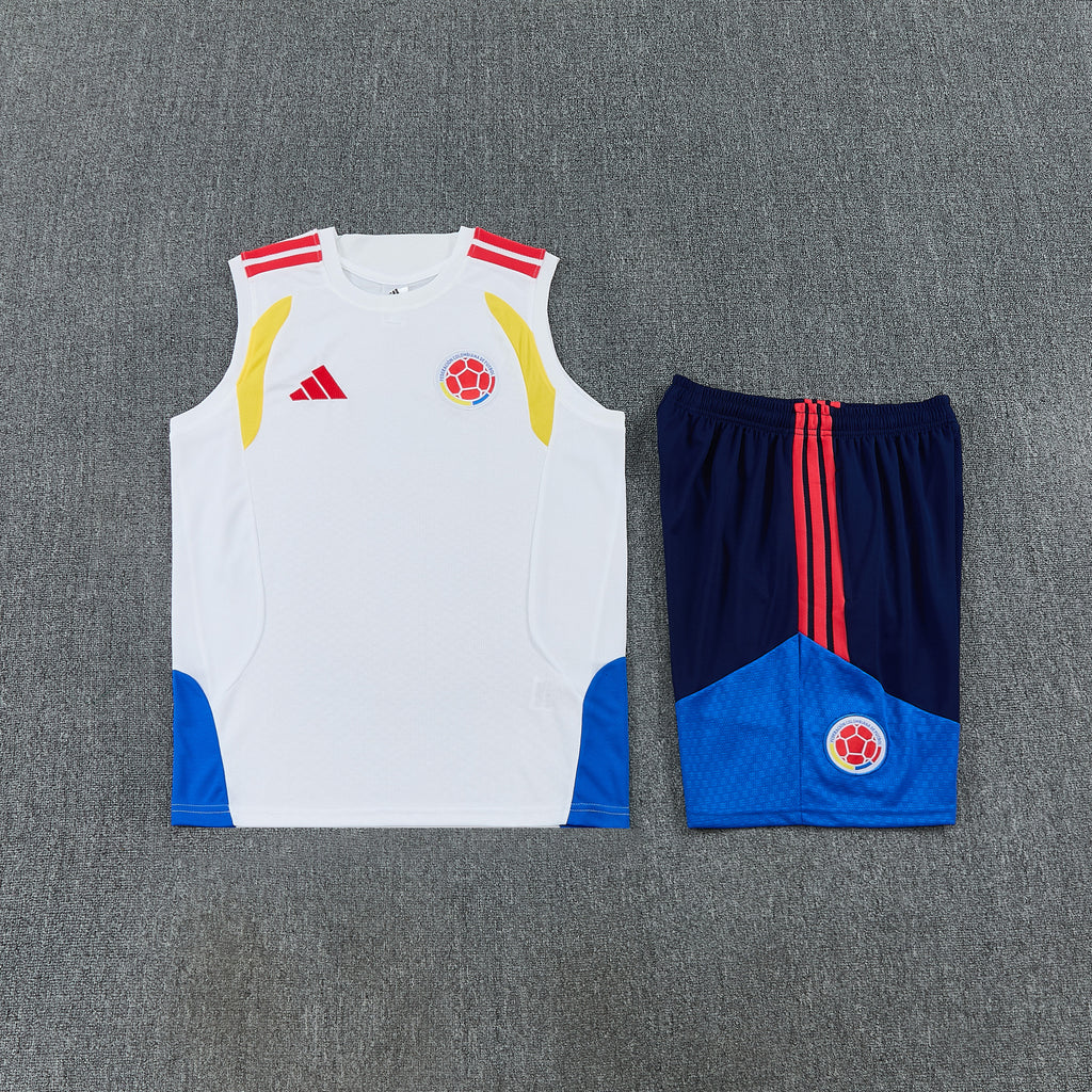 Colombia 2026-27 Sleeveless Training Set Men Soccer Kit – White