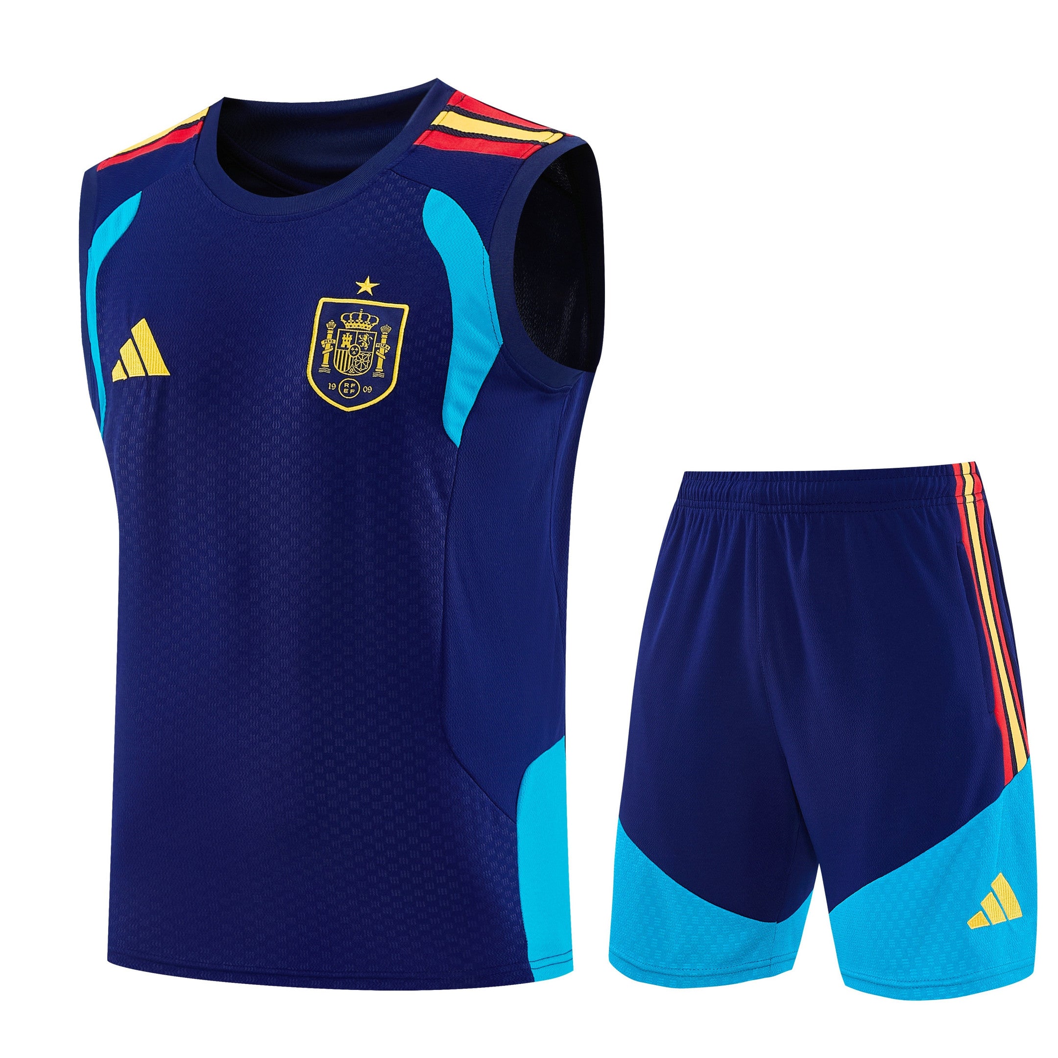 Spain 2026-27 Sleeveless Training Set Men Soccer Kit – Navy Blue