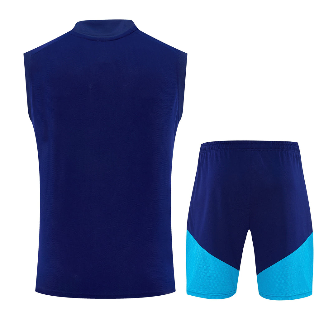 Spain 2026-27 Sleeveless Training Set Men Soccer Kit – Navy Blue