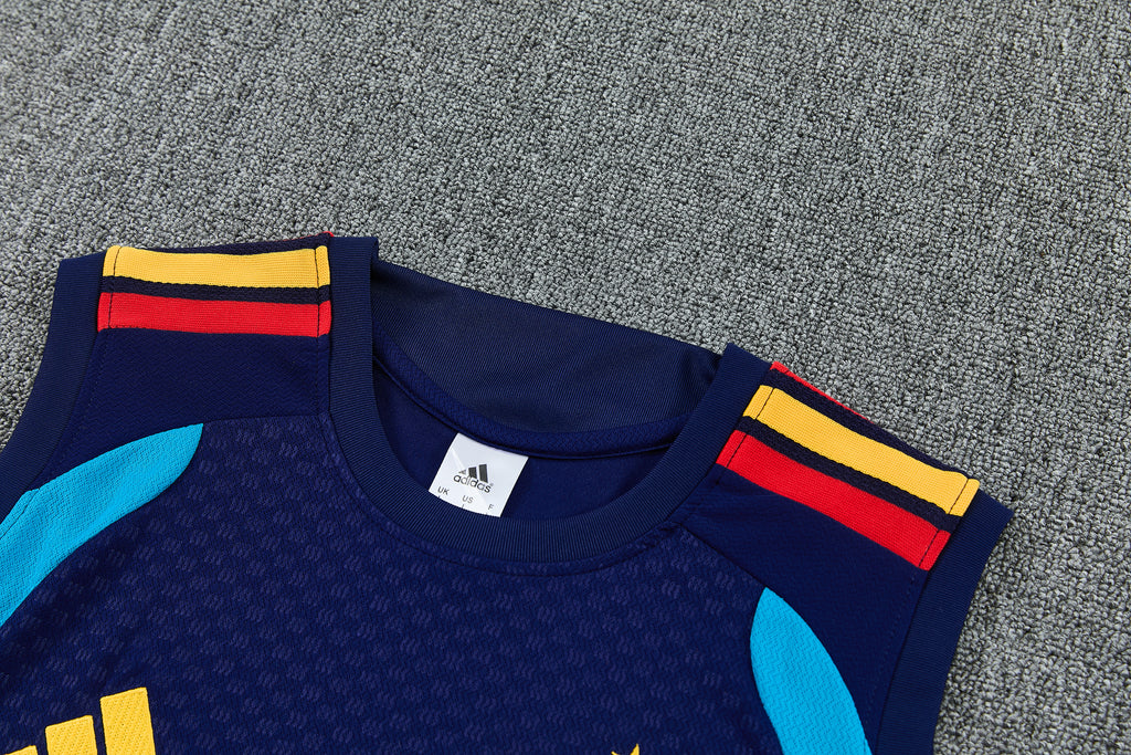 Spain 2026-27 Sleeveless Training Set Men Soccer Kit – Navy Blue