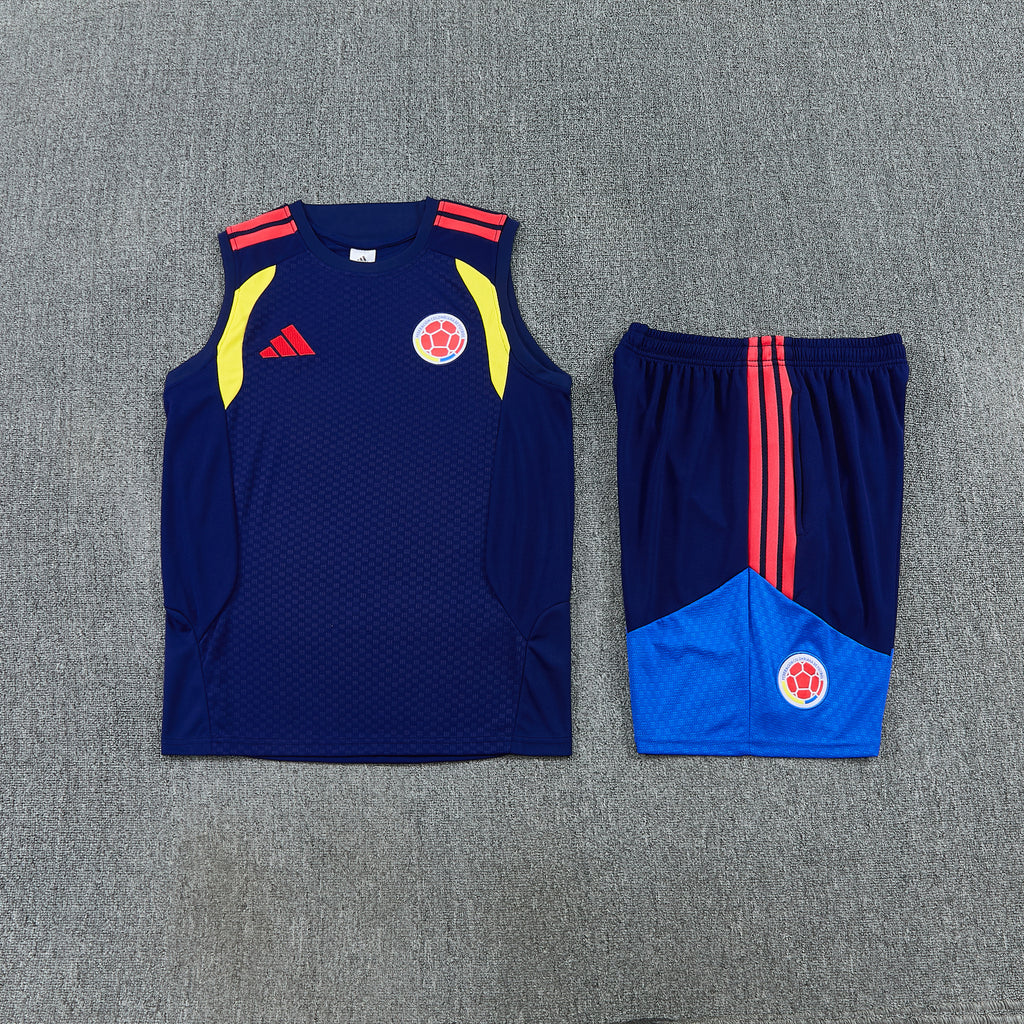 Colombia 2026-27 Sleeveless Training Set Men Soccer Kit – Navy Blue