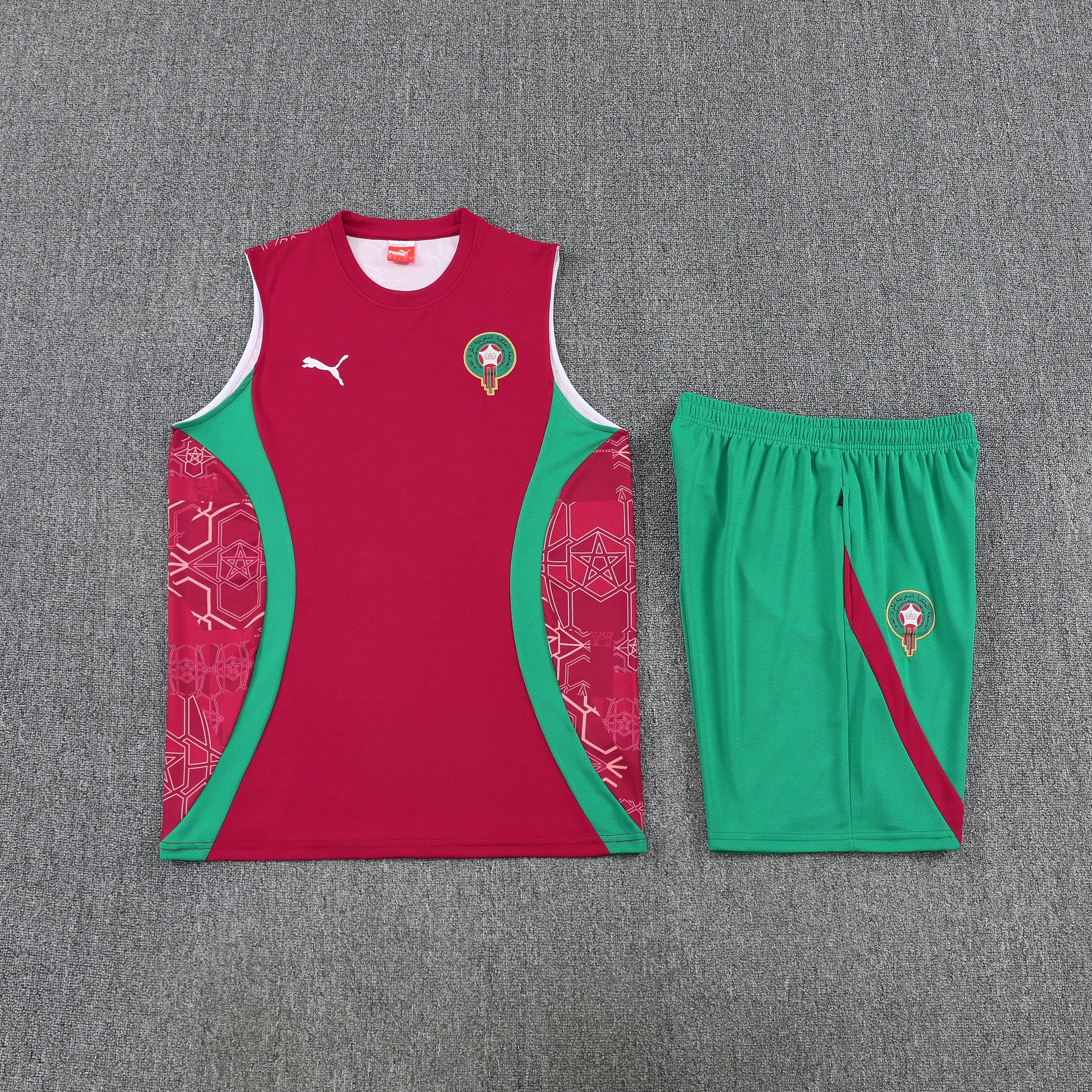 Morocco 2026-27 Sleeveless Training Set Men Soccer Kit – Red