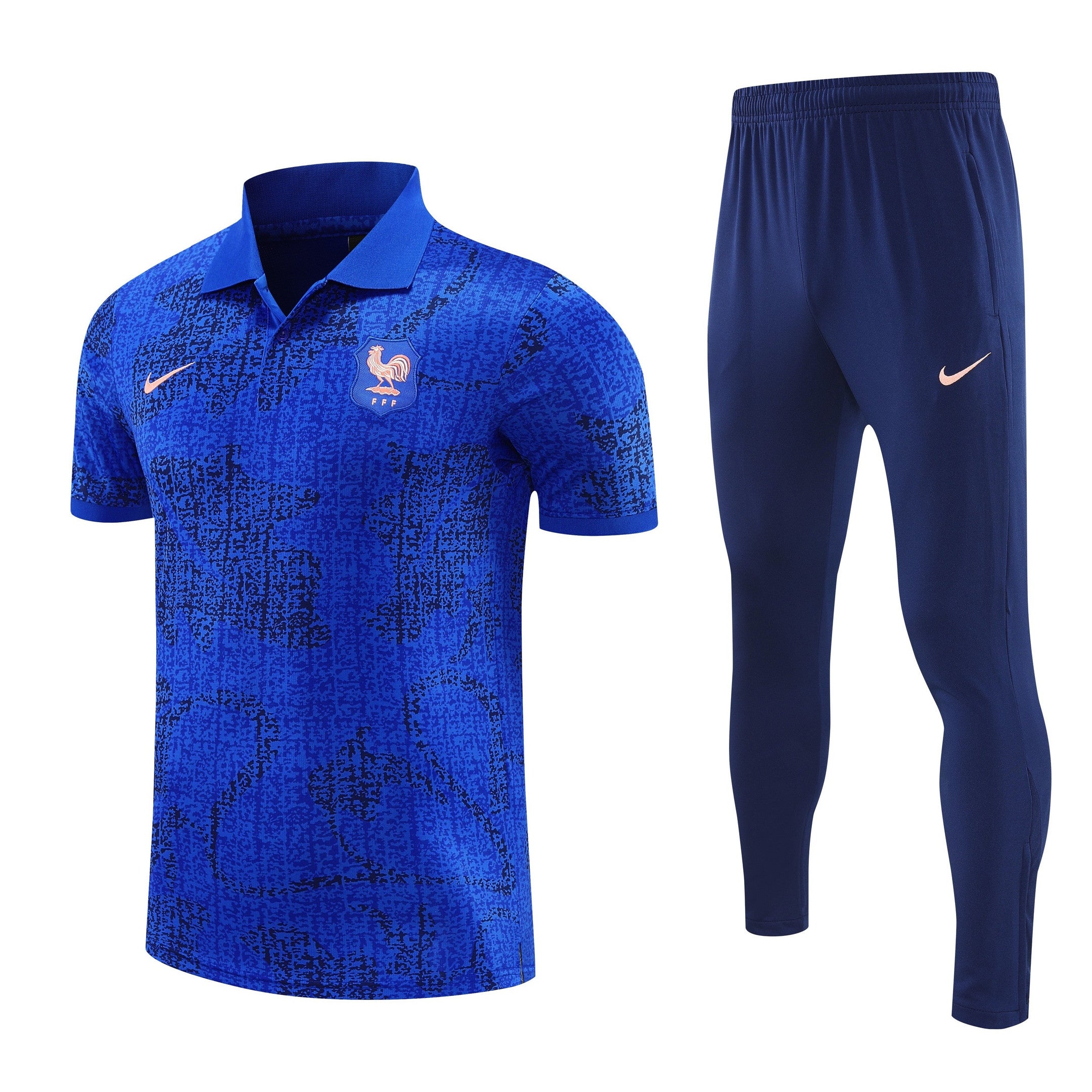 France 2026/27 Men Soccer Polo Training Tracksuit Set – Blue
