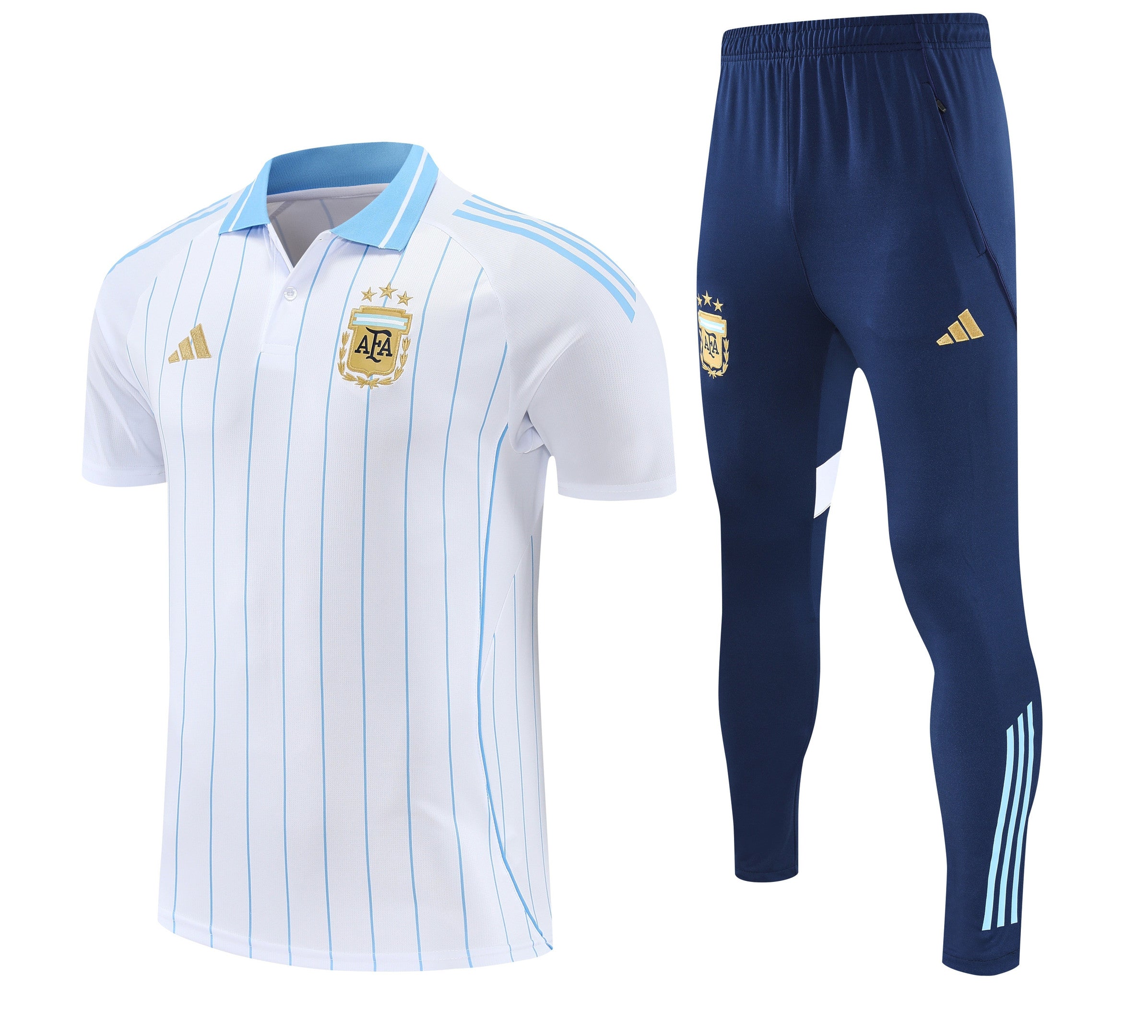 Argentina 2026/27 Men Soccer Polo Training Tracksuit Set – White
