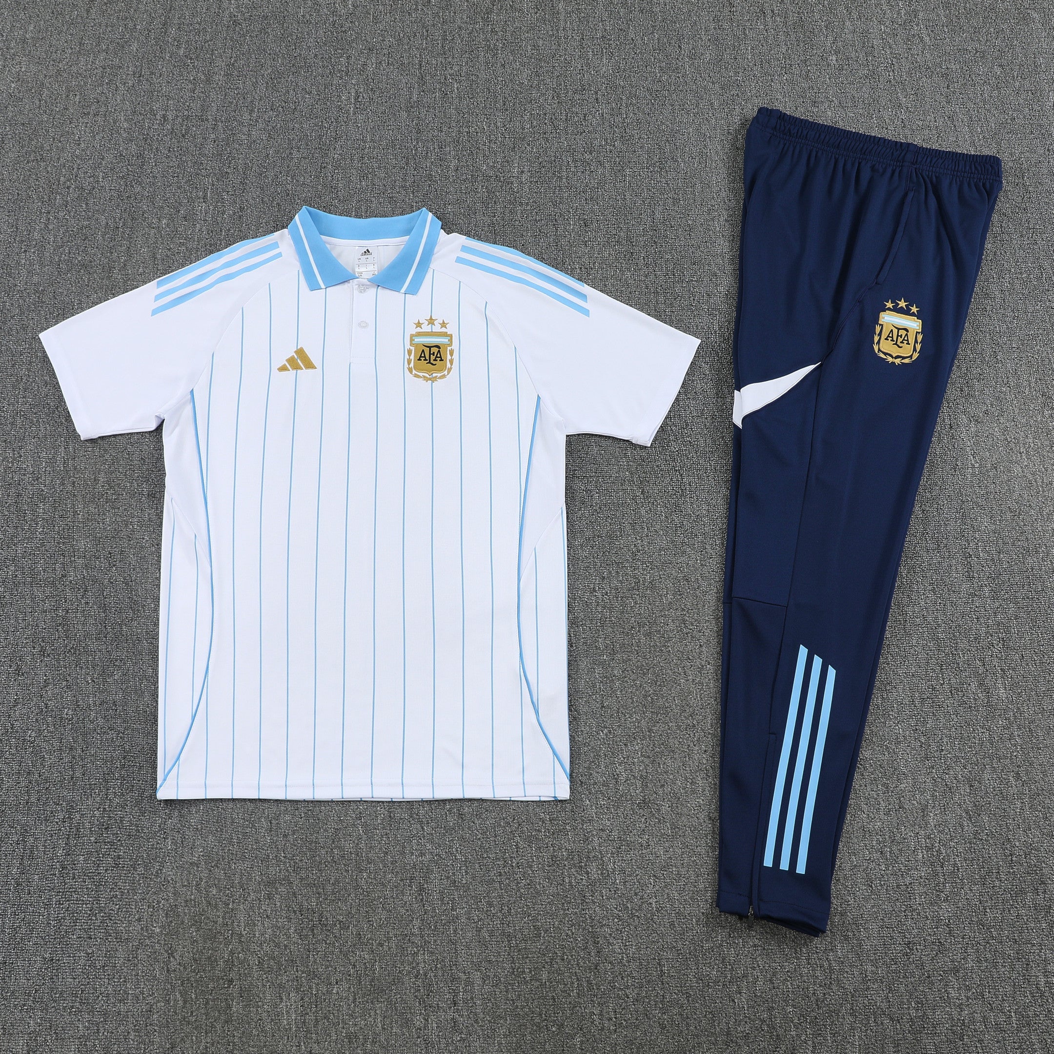 Argentina 2026/27 Men Soccer Polo Training Tracksuit Set – White