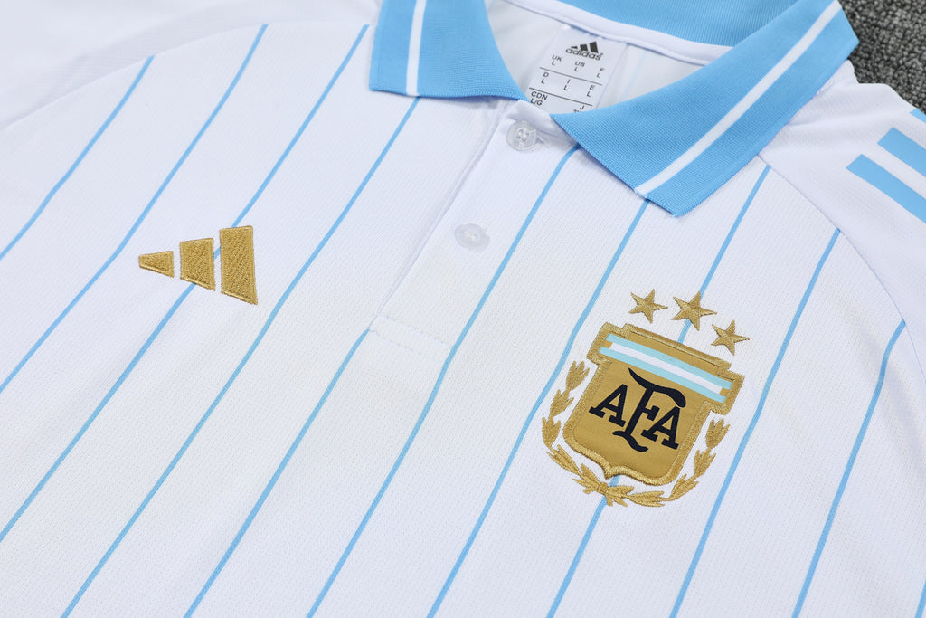 Argentina 2026/27 Men Soccer Polo Training Tracksuit Set – White