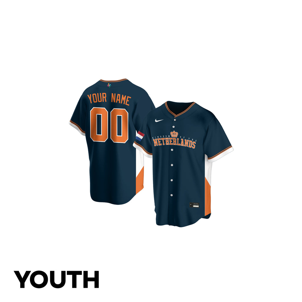 Netherland 2026 World Baseball Classic Road Youth Jersey - Customized - Navy