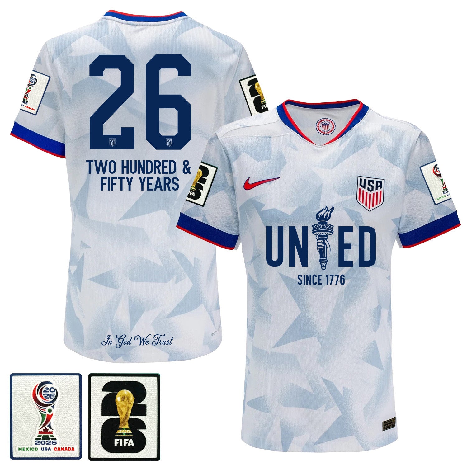 USMNT 2026 Men Home Jersey – United Since 1776 America 250 Patriotic Jersey