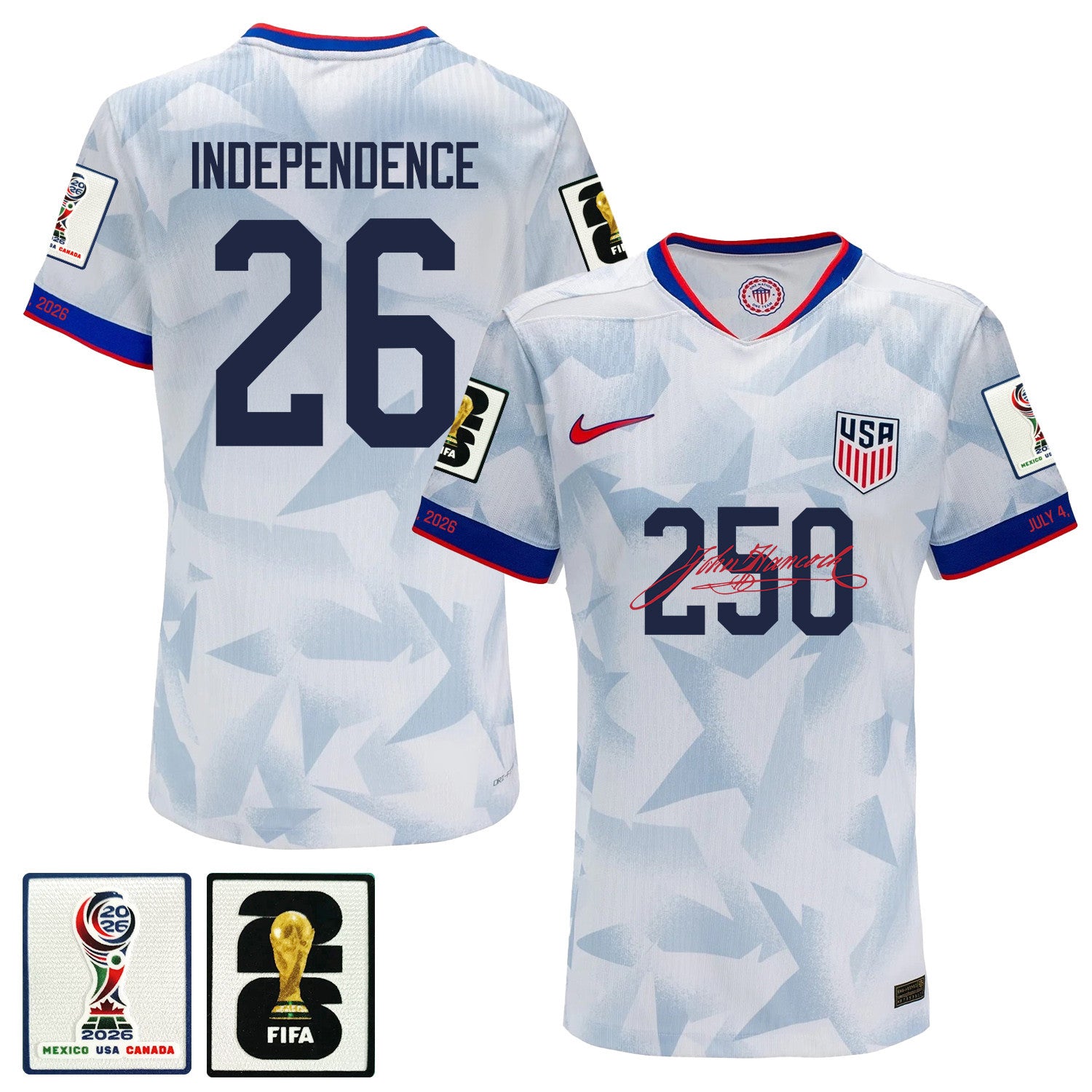USMNT 2026 Home Soccer Jersey - Independence 26 Patriotic July 4th - Men White