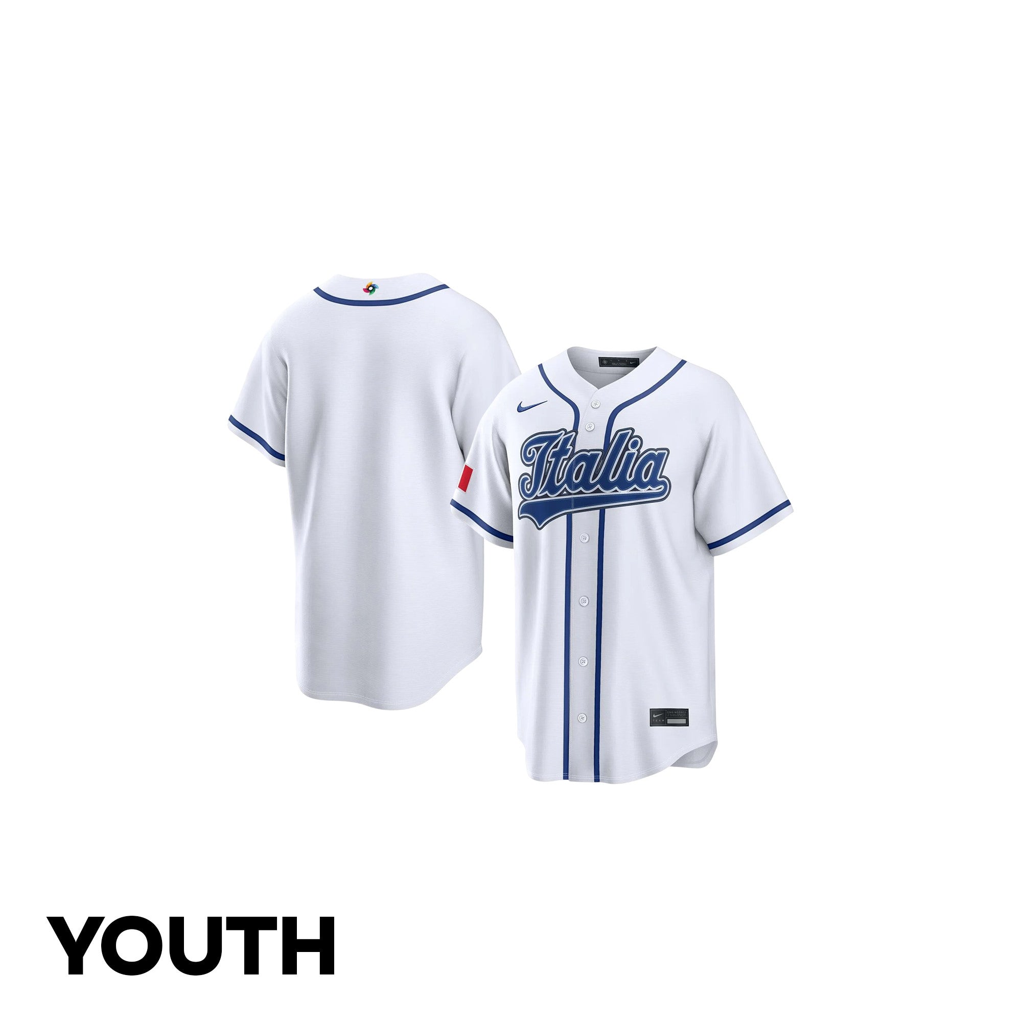 Italia 2026 World Baseball Classic Road Youth Jersey - White