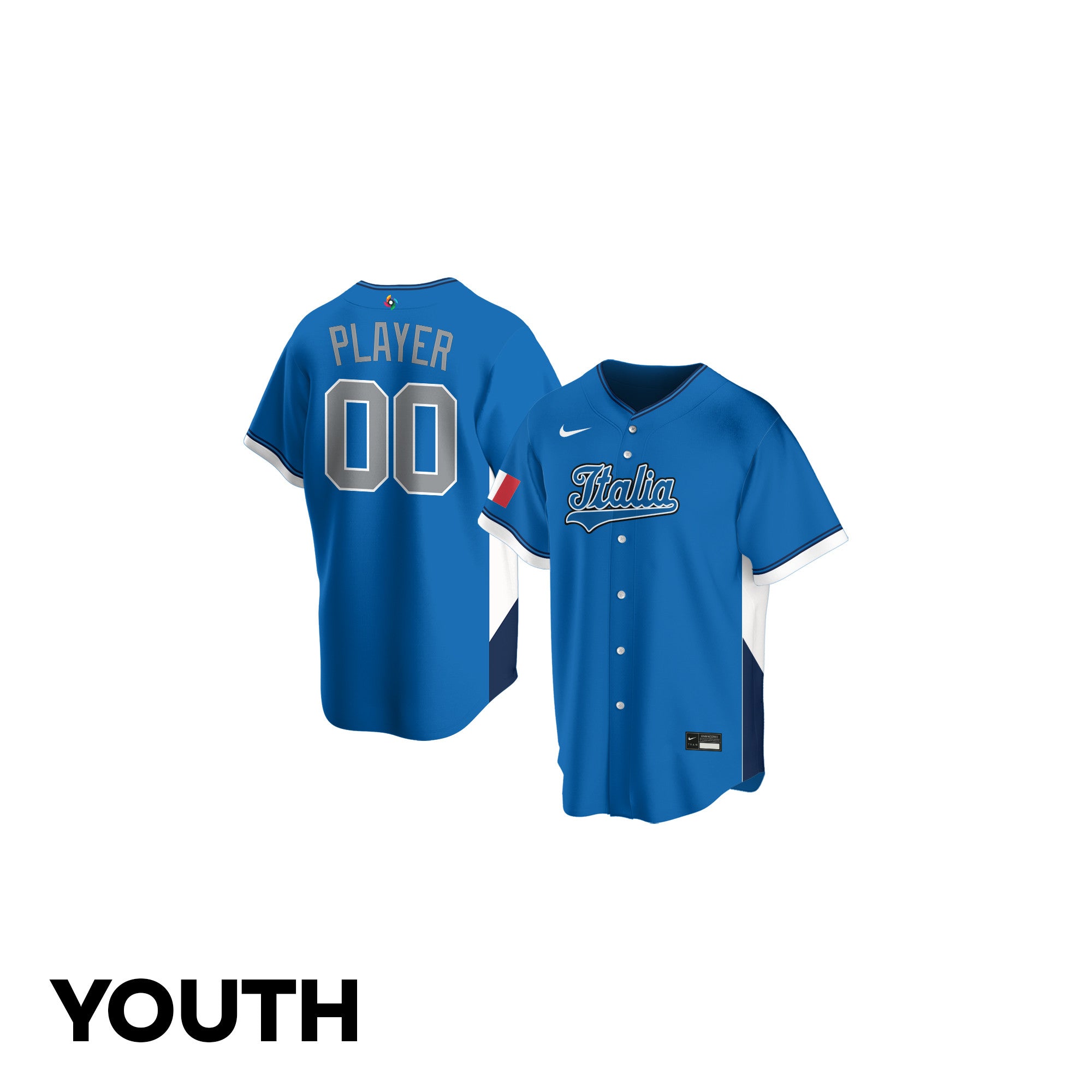 Italia 2026 World Baseball Classic Road Youth Jersey - Customized - Royal