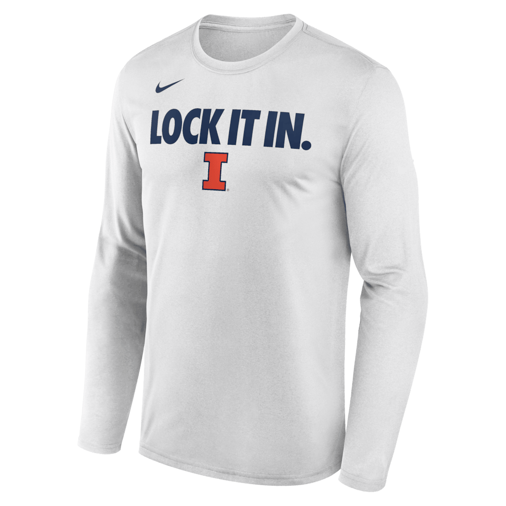 Illinois Fighting Illini 2026 Basketball On-Court Bench Long Sleeve T-Shirt - White