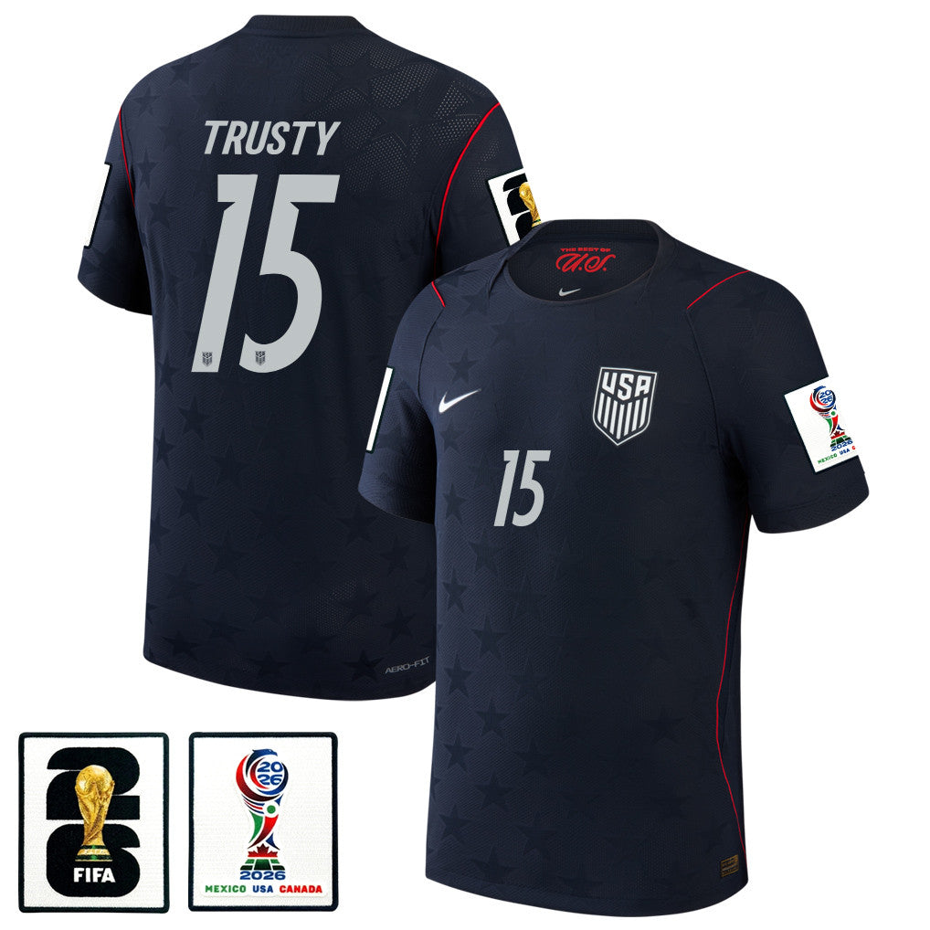 Auston Trusty 15 USMNT 2026 Away Match Jersey - Blue Men