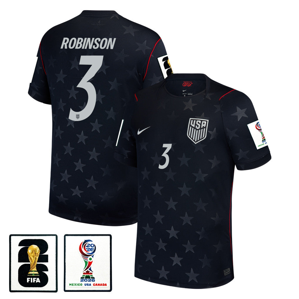 Antonee Robinson 3 USMNT 2026 Away Stadium Game Jersey - Blue Men